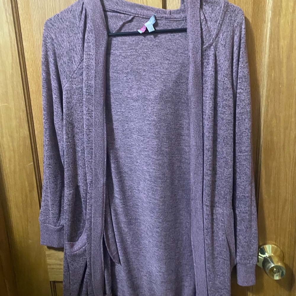 Purple Shaded Hooded Cardigan Inspired Hearts